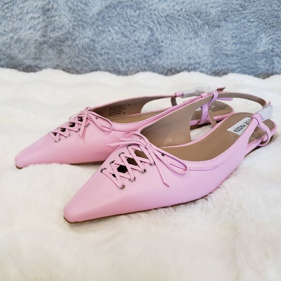 Steve Madden Shoes - Steve Madden Reyanne Corset Lace Up Point Toe Flat Women Size 8, 9 Pink leather